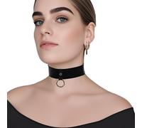 Kangxinsheng Collier Latex Noir Tendance avec Anneau O,Collier Unisexe Fait Main Latex Caoutchouc avec Boucle à L'arrière-L