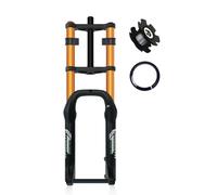 KANGXYSQ 20/26 Pouces Pneus 4,0 Pouces Fourche De Vélo Fat Bike 1-1/8 Pouces Suspension Pneumatique Double Épaulement Fourche Avant Frein À Disque Axe Traversant Débattement 15 X 135 Mm(Gold,20")