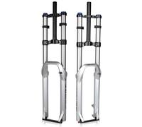 KANGXYSQ 26/27,5/29" Descente VTT Fourche À Suspension Pneumatique Double Épaulement 1-1/8" Droit 160/180/200 Mm Course XC/AM Fourche De Vélo 9 X 100 Mm QR avec Amortissement(Silver 160MM,29in)