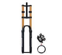 KANGXYSQ 26/27,5/29 Pouces DH Fourche Air Suspension VTT Débattement 180 Mm Fourche Avant Droite 1-1/8" Axe Traversant 15 Mm QR 9 Mm Frein À Disque Double Épaulement Fourches(Gold B,29IN_TA/100MM)