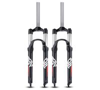 KANGXYSQ 26"/27,5"/29" Ultraléger Alliage D'aluminium VTT Fourche Suspendue 1-1/8" Droite Fourche Avant À Ressort Course 105 Mm QR 9 Mm Verrouillage Manuel(Black Red,26in)