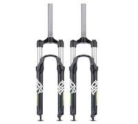 KANGXYSQ 26"/27,5"/29" Ultraléger Alliage D'aluminium VTT Fourche Suspendue 1-1/8" Droite Fourche Avant À Ressort Course 105 Mm QR 9 Mm Verrouillage Manuel(Black Green,27.5in)