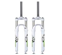 KANGXYSQ 26"/27,5"/29" Ultraléger Alliage D'aluminium VTT Fourche Suspendue 1-1/8" Droite Fourche Avant À Ressort Course 105 Mm QR 9 Mm Verrouillage Manuel(White Green,26in)