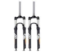 KANGXYSQ 26"/27,5"/29" Ultraléger Alliage D'aluminium VTT Fourche Suspendue 1-1/8" Droite Fourche Avant À Ressort Course 105 Mm QR 9 Mm Verrouillage Manuel(Black Orange,26in)