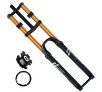 KANGXYSQ 26"/27,5"/29" VTT Fourche À Suspension Pneumatique for Vélo Pivot Droit 1-1/8 Axe Traversant 15 X 110 Mm 180 Mm Débattement Fourche Avant pour AM/FR/DH Réglage du Rebond(26" Gold,15 * 110mm)