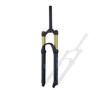 KANGXYSQ 26, 27,5 Et 29 Pouces Fourche À Suspension Pneumatique for VTT Droite 1-1/8" / Conique 1-1/2" Fourches Avant Course 100 Mm Frein À Disque QR 9 Mm Réglage du Rebond(Gold-Straight -HL,27.5in)