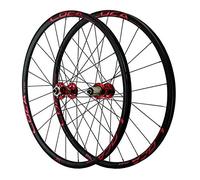 KANGXYSQ 26 27.5 Pouces Roues Vélo Paire Roues Vélo Jante Double Paroi Libération Rapide Six Clous Frein Disque pour 7/8/9/10/11/12s Volant D'inertie Cassette(Red Hub Red Label,26inch)