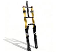 KANGXYSQ 26''X4.0Pneu Large Vélo Électrique Fourche Air Suspension Déplacement 150 Mm Fourche Avant Double Épaule 1-1/8" Frein À Disque QR 135 Mm Fourches pour Vélo De Neige Vélo De Plage(Gold)