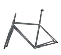 KANGXYSQ Cadre De Vélo De Route sur Gravier 700C Cadre De Freins À Disque en Aluminium 44/47/50/53/56cm Fourche en Carbone Axe Traversant F100*12mm R142*12mm Routage Interne(Cement Gray,44cm)