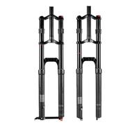 KANGXYSQ DH 27,5/29'' VTT Fourche À Suspension Course 150 Mm Double Épaulement Neige Fourche Avant 1-1/8 Droite Fourche À Gaz Axe Traversant 15 X 100 Mm Rebond Réglable Blocage Manuel(27.5")