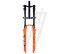KANGXYSQ DH Fourche Suspendue VTT 26, 27,5, 29 Pouces Voyage 160 Mm Alliage De Magnésium Double Épaulement Fourche Air 28,6 Mm Droite Fourche Avant QR 9 Mm Verrouillage Manuel(Orange,29in)