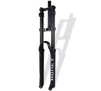 KANGXYSQ DH Fourche Suspendue VTT 26, 27,5, 29 Pouces Voyage 160 Mm Alliage De Magnésium Double Épaulement Fourche Air 28,6 Mm Droite Fourche Avant QR 9 Mm Verrouillage Manuel(Schwarz,27.5in)