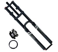 KANGXYSQ Fourche À Suspension Pneumatique pour Vélo De Montagne 26/27,5/29 Pouces DH/XC VTT Déplacement 180 Mm Droite Double Épaule Fourche Avant QR 9x100 Mm Rebond Réglable(Schwarz,26")