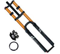 KANGXYSQ Fourche À Suspension Pneumatique pour Vélo De Montagne 26/27,5/29 Pouces DH/XC VTT Déplacement 180 Mm Droite Double Épaule Fourche Avant QR 9x100 Mm Rebond Réglable(Gold,27.5")