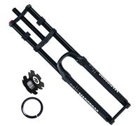 KANGXYSQ Fourche De VTT 26/27,5/29 Pouces DH Fourche À Suspension De Vélo Débattement 145 Mm Frein À Disque Vélo Axe Traversant 15 * 100 Mm Droit 1-1/8" Réglage du Rebond(27.5in Black,15 * 110mm)