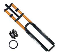 KANGXYSQ Fourche Suspension Avant VTT 26/27,5/29 Pouces DH Frein À Disque Fourches Air Down Hill 1-1/8 Pouces Droites Triple Tree Fourche Avant pour Vélo Déplacement 145 Mm QR 9 ×100 Mm(Gold,27.5")