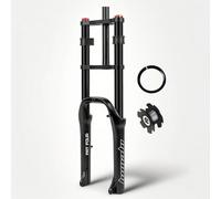 KANGXYSQ Fourche Vélo 20x4.0'' Fat VTT Fourche À Suspension Déplacement 120 Mm Double Épaulement 1-1/8" Droite Fourche Avant Frein À Disque QR 9 Mm Rebond Réglable for XC/DH Snow E-Bike(Schwarz)