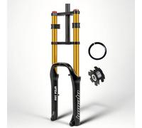 KANGXYSQ Fourche Vélo 20x4.0'' Fat VTT Fourche À Suspension Déplacement 120 Mm Double Épaulement 1-1/8" Droite Fourche Avant Frein À Disque QR 9 Mm Rebond Réglable for XC/DH Snow E-Bike(Gold)