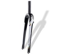 KANGXYSQ Gravel 700C Fourche Rigide for Vélos 28,6 Mm 1-1/8'' Tube Droit 1-1/2'' Tube Conique Fourches Avant Fibre De Carbone Vélos De Route Freins À Disque Fourches QR 9 Mm(Black White,Straight)