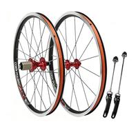 KANGXYSQ Paire De Roues 20" 406/451 BMX Jantes C/VBrake Vélo Pliant Roues Blocage Rapide 74/130 Mm Avant/Arrière Roues 16/24 Trous Moyeux pour Cassette 8/9/10/11 Vitesses(Rosso,406)