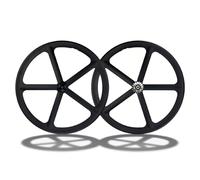 KANGXYSQ Paire De Roues 700C Noires À 5 Rayons Roue Avant/arrière De Vélo Alliage D'Aluminium Jantes Pignon Fixe Frein V Jeu De Roues 120 Mm pour Pneus 700 X 23-28C(Front+Rear)
