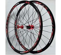 KANGXYSQ Paire Roues Vélo Route 700C, Roues Avant Arrière De Vélo Frein V/C Couche Double Jante Ultralégère 30mm 7 8 9 10 11 12 Vitesse Rayon Plat QR(Red hub Red Logo)