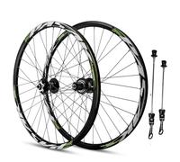 KANGXYSQ Roues De VTT 24" Jeunesse Freins À Disque Attache Rapide Roues De Vélo 32 Trous Alliage D'aluminium Double Paroi Jante Avant Et Arrière Roues Moyeux pour 7-12 Vitesses Cassette(Black Green)