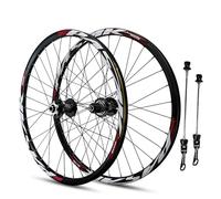 KANGXYSQ Roues De VTT 24" Jeunesse Freins À Disque Attache Rapide Roues De Vélo 32 Trous Alliage D'aluminium Double Paroi Jante Avant Et Arrière Roues Moyeux pour 7-12 Vitesses Cassette(Black Red)