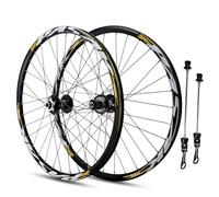 KANGXYSQ Roues De VTT 24" Jeunesse Freins À Disque Attache Rapide Roues De Vélo 32 Trous Alliage D'aluminium Double Paroi Jante Avant Et Arrière Roues Moyeux pour 7-12 Vitesses Cassette(Black Gold)