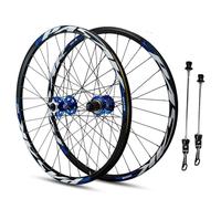KANGXYSQ Roues De VTT 24" Jeunesse Freins À Disque Attache Rapide Roues De Vélo 32 Trous Alliage D'aluminium Double Paroi Jante Avant Et Arrière Roues Moyeux pour 7-12 Vitesses Cassette(Blue)