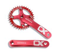 KANGXYSQ Vélo De Montagne Carré Pédalier 170 Mm 104bcd Étroit Large Plateau avec 32T / 34T / 36T / 38T / 40T / 42T VTT Plateau Mono-Vitesse Et Manivelle(Rosso,32T)