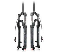 KANGXYSQ VTT Huile Fourche À Suspension Pneumatique 26/27,5/29 Pouces 28,6 Droit/Conique Fourches De Vélo Course 120 Mm Frein À Disque Manuel/à Distance QR 9 Mm Fourche Avant(27.5" Straight Remote)
