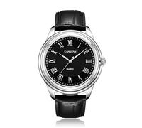 KANGYAN Pilulier de montre à quartz, support de médicaments d'urgence pour crise cardiaque, hypertension et asthme, étanchéité IP67, bracelet de montre en cuir véritable - Noir (convient aux capsules