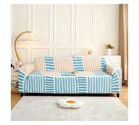 KANGYEBAIHUODIAN Housse de canapé Extensible, Double accoudoir, Tout Compris, en Tricot Respirant, Coussin de canapé Italien Simple et Anti-Rayures(Milan Stripes,90-140cm)