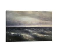 KANGZENG Impression sur toile Ivan Aivazovsky Œuvres de peintre (la mer Noire) - Décoration murale moderne - 30 x 45 cm
