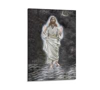 KANGZENG Impression sur toile James Tissot Œuvres de peintre (Jésus marchant sur la mer) Décoration murale moderne 60 x 90 cm