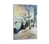KANGZENG Impression sur toile Paul Gauguin (village dans la neige) - Art mural décoratif pour salon, chambre à coucher - 50 x 75 cm
