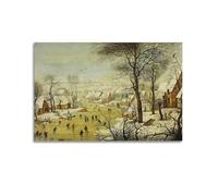 KANGZENG Impression sur toile Pieter Bruegel The Elder Painter Works - Paysage d'hiver avec patineurs et piège à oiseaux - Décoration d'intérieur - 30 x 45 cm