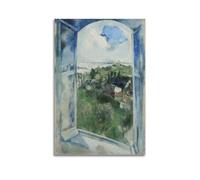 KANGZENG Impression sur toile représentant Marc Chagall - Œuvres de peintre (fenêtre avec vue sur l'île) - Décoration murale pour salon - 60 x 90 cm