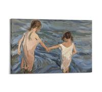 KANGZENG Joaquín Sorolla Œuvres de peintre (enfants dans la mer) Art mural sur toile Décoration d'intérieur moderne 60 x 90 cm