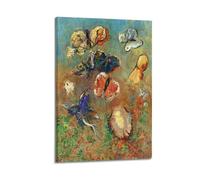 KANGZENG Odilon Redon Painter Works (Papillons 2) Impression sur toile Peinture murale Art Décoration d'intérieur moderne 50 x 75 cm