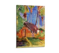 KANGZENG Paul Gauguin Painter Works (Hut Under The Coconut Palms) Impression sur toile Décoration murale Idée de décoration 40 x 60 cm