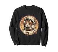 Kanji japonais minimaliste des années 1950 Chat spatial porte-bonheur Sweatshirt