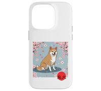 Kanji Japonais Shiba Inu Sakura Fleurs de Cerisier Coque pour iPhone 14 Pro