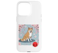 Kanji Japonais Shiba Inu Sakura Fleurs de Cerisier Coque pour iPhone 15 Pro Max