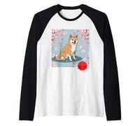 Kanji Japonais Shiba Inu Sakura Fleurs de Cerisier Manche Raglan