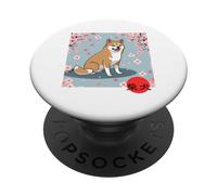 Kanji Japonais Shiba Inu Sakura Fleurs de Cerisier PopSockets PopGrip Adhésif