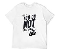 KANKAN Fight Club Men's T-Shirt First Rule Retro 90S Movie Graphic Printed Sports Tee T-Shirt White S
