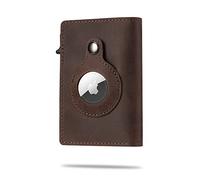 Kanley Airtag Étui Portefeuille en Cuir véritable pour clés Airtags avec étui Apple AirTag pour Homme, Saint-Valentin, Noël, fête des pères, Marron,