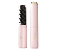 KANLVU 2 En 1 Lisseur Cheveux Sans Fil Et Fer à Friser, Portable Brosse Lissante Pour Cheveux Avec Chauffage Rapide, 3 Options De Température Hair Straightener(Pink)